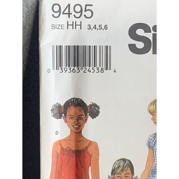 Simplicity Girl's Sleepwear Sewing Pattern Sz 3-6 9495 - Uncut - Picture 2 of 4